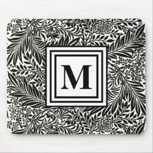 Initial Black and White William Morris Monogram Mousepad