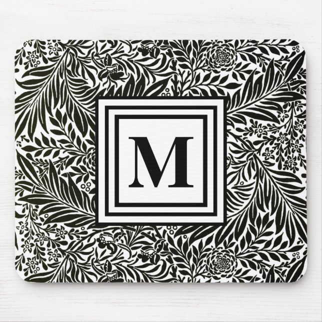 Initial Black and White William Morris Monogram Mousepad (Vorne)