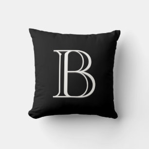 Initial Black & White Letter Monogram Kissen
