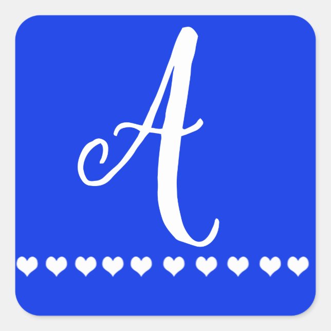 Initial blau-weiße Monogramm Quadratischer Aufkleber (Vorderseite)
