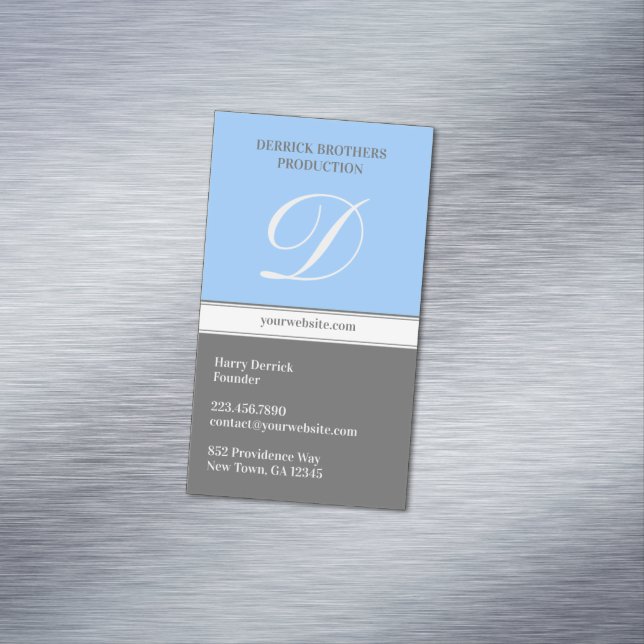 Initial Blue Gray Magnetische Visitenkarte (Beispiel)