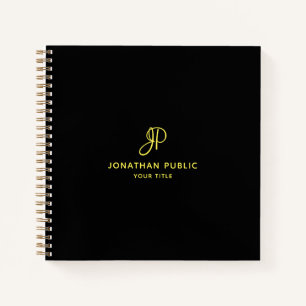 Initial Business Elegante Gold Script Monogram Notizbuch