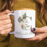 Initial C Boho Floral Orchid Greenery Individuelle Kaffeetasse<br><div class="desc">Eine personalisierte Kaffee-Tasse mit einem böhmischen Buchstaben "C" Monogramm mit dekorativen Orchideen und Palmenblattbildern. Einfach mit Ihrem Namen anpassen oder ein einzigartiges Geschenk für Ihre Lieben schaffen.</div>