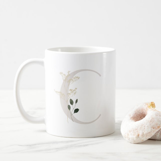 Initial C mit Blume in Weich-Farbe Kaffee Tasse (Mit Donut)