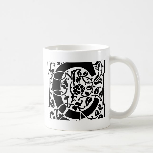 Initial C Monogramm. Maßgeschneidertes Muster für  Kaffeetasse (Rechts)
