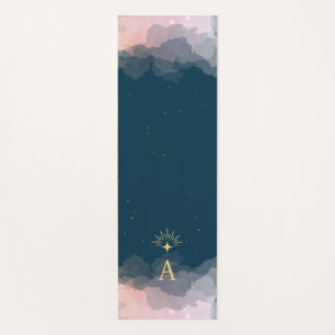 Initial Celestial Stars Space Monogram   Rosa Blau Yogamatte