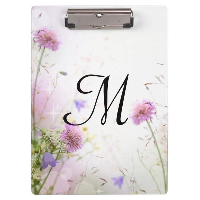 Initial-Clip-Board für Lavendel Wild-Blume Klemmbrett (Vorderseite)