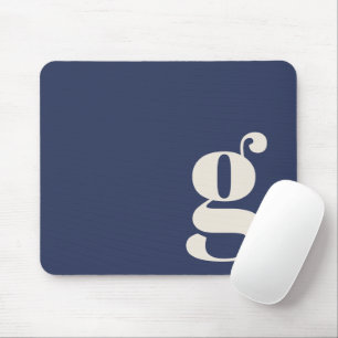 Initial Custom Navy Minimalistisch Retro Monogram Mousepad