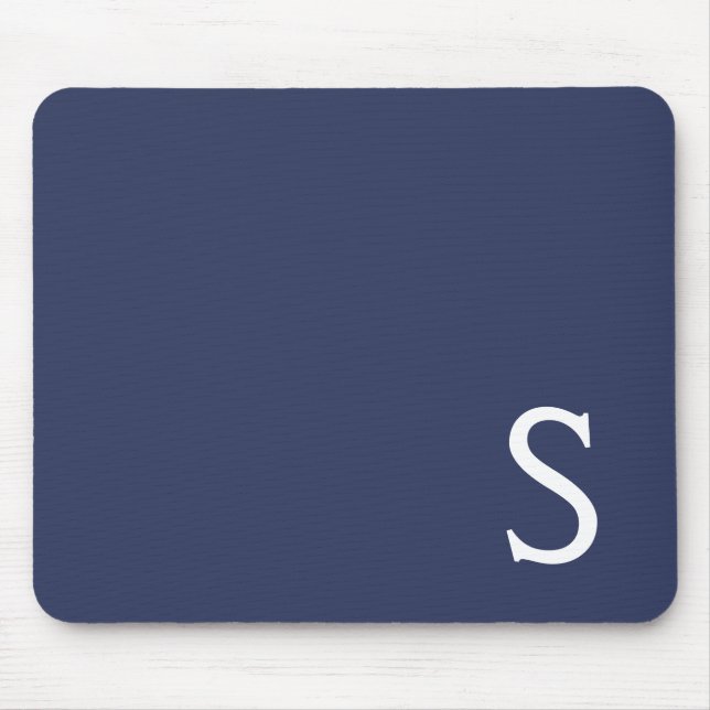 Initial Custom Navy Minimalistisch Retro Monogram Mousepad (Vorne)