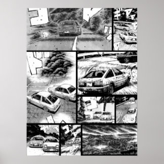 Initial D Racing Manga Wall Design Version 2 Poster