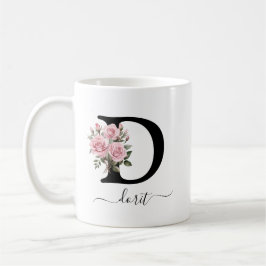 Initial D Rosa Rosen Floral Blume Monogramm Name Kaffeetasse