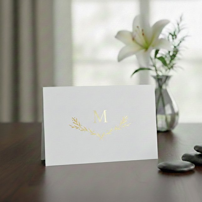 Initial der personalisierten Kranzmonogramm Folienkarte (Von Creator hochgeladen)