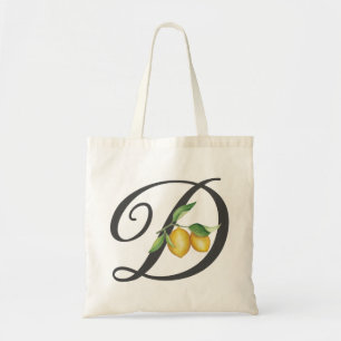 Initial des Set Monogram für Elegant Lemons Tragetasche