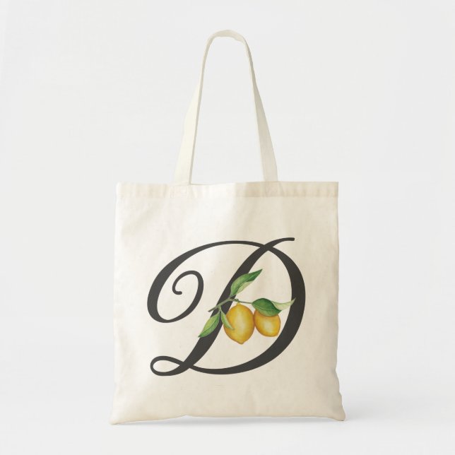 Initial des Set Monogram für Elegant Lemons Tragetasche (Vorne)