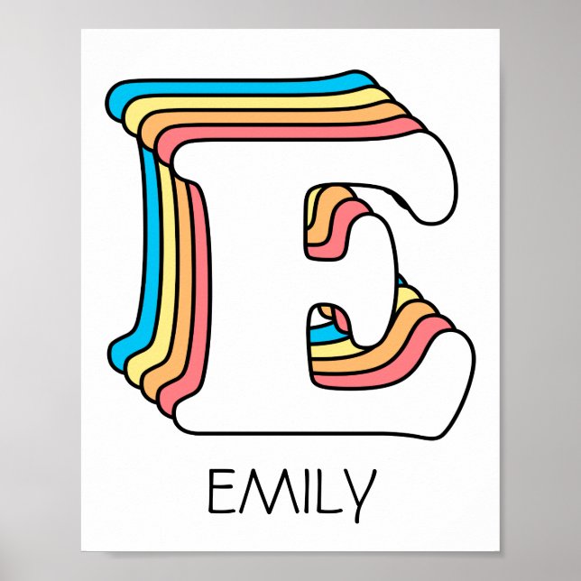 Initial E Letter Name Niedlich Rainbow Alphabet Poster (Vorne)