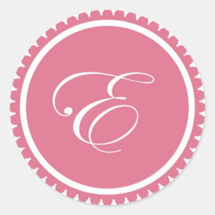 Initial E-Prinzessin rosa monogramm Siegel-Gastges Runder Aufkleber