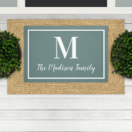 Initial: Elegant Grey Green Custom Monogram Fußmatte