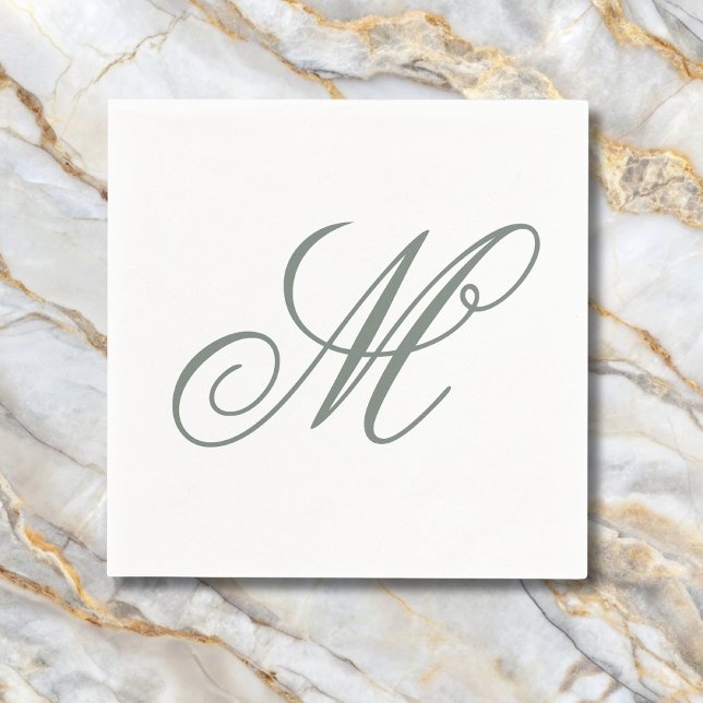 Initial elegante Sage Green Monogram Serviette (Von Creator hochgeladen)