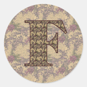 Initial F Elegant Runder Aufkleber