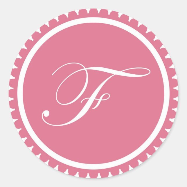 Initial F-Prinzessin rosa Monogramm-Siegel-Gastges Runder Aufkleber (Vorderseite)