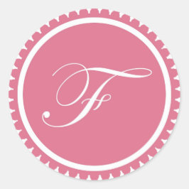 Initial F-Prinzessin rosa Monogramm-Siegel-Gastges Runder Aufkleber