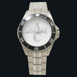 Initial für ein benutzerdefiniertes Monogramm mit  Armbanduhr<br><div class="desc">Elegante personalisierte Monogrammuhr mit modernem Drehbuch. Diese benutzerdefinierte Monogramm-Uhr kann einfach mit einem Namen und Initialen online personalisiert werden. Schaffen Sie ein personalisiertes Geschenk für Ihre Familie und Freunde.</div>