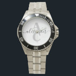 Initial für ein benutzerdefiniertes Monogramm mit  Armbanduhr<br><div class="desc">Elegante personalisierte Monogrammuhr mit modernem Drehbuch. Diese benutzerdefinierte Monogramm-Uhr kann einfach mit einem Namen und Initialen online personalisiert werden. Schaffen Sie ein personalisiertes Geschenk für Ihre Familie und Freunde.</div>