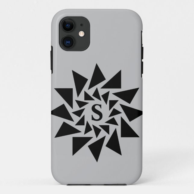 Initial-, geometrische Dreiecke ändern, Schwarz-we Case-Mate iPhone Hülle (Rückseite)