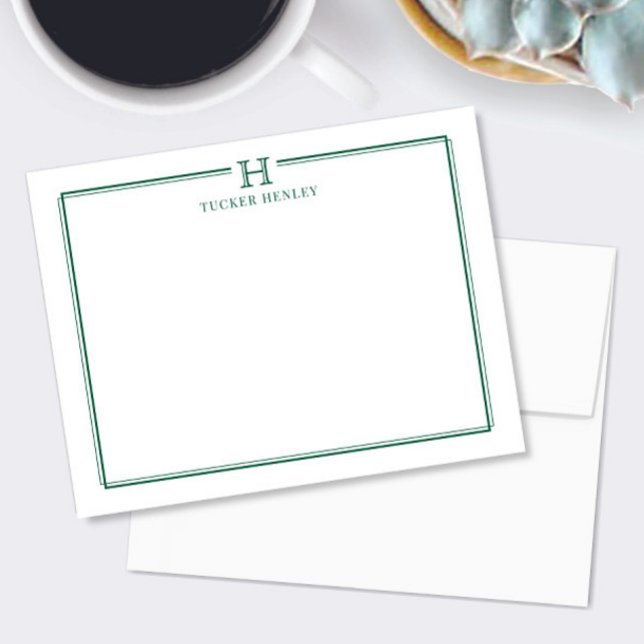 Initial Gift Men's Office Stationery Hunter Green Mitteilungskarte (Von Creator hochgeladen)