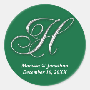 Initial-H-grün-monogramm-individuelle Name favoris Runder Aufkleber