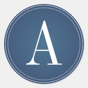 Initial-Hochzeitsticker für Navy Blue Monogram Runder Aufkleber