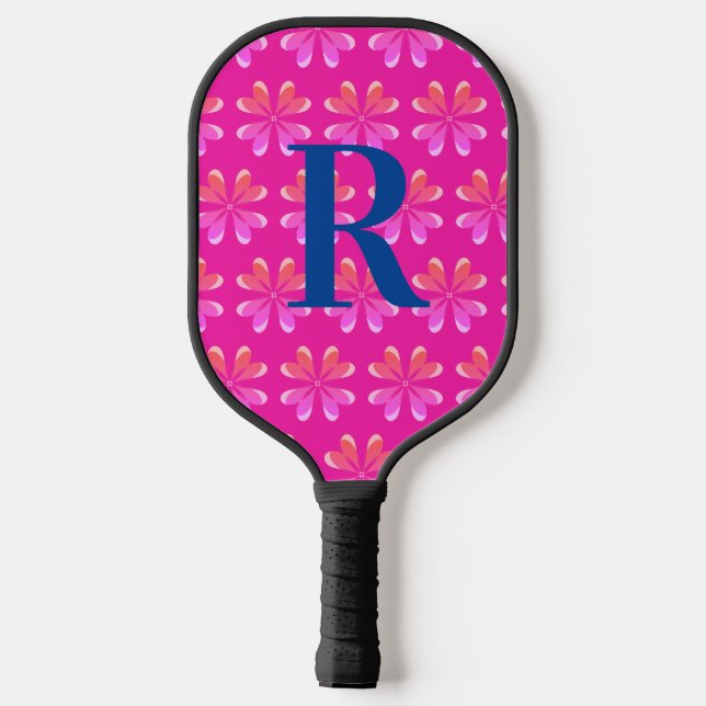 Initial Hot Pink Retro Pickleball Schläger (Rückseite)
