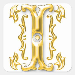 Initial I Hauptstadt Letter Sticker in Gold