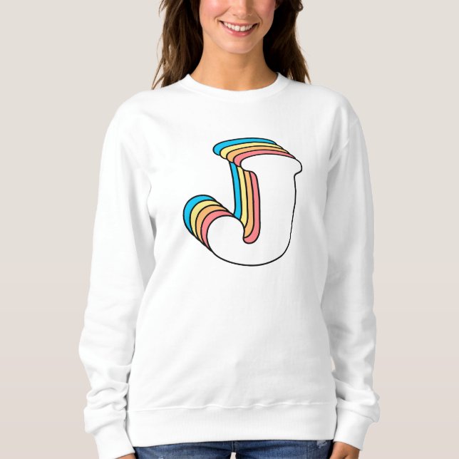 Initial J Buchstabenname Niedlich Rainbow Alphabet Sweatshirt (Vorderseite)