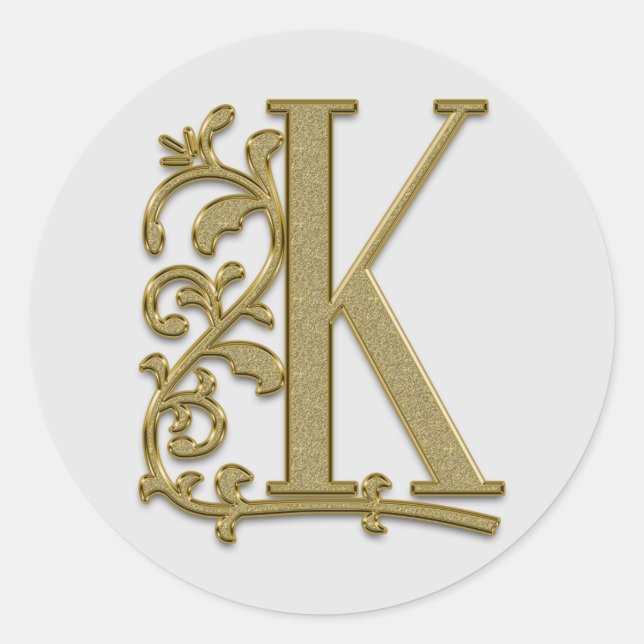 Initial-K-Aufkleber in Monogramm Runder Aufkleber (Vorderseite)