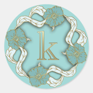 Initial-K-Aufkleber in Monogramm Runder Aufkleber