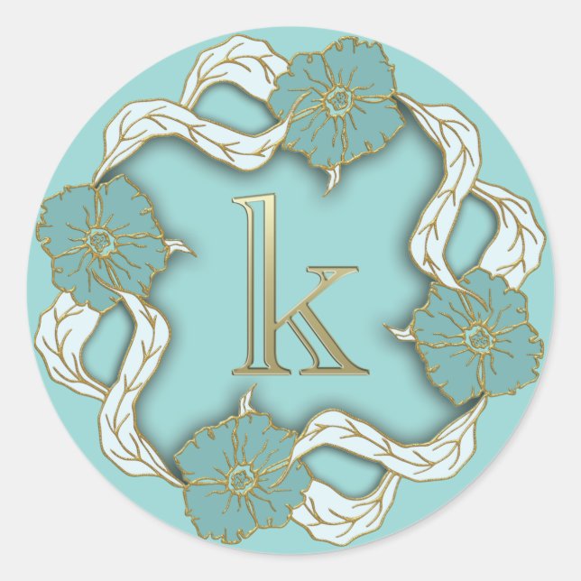 Initial-K-Aufkleber in Monogramm Runder Aufkleber (Vorderseite)
