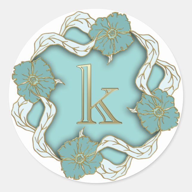 Initial-K-Aufkleber in Monogramm Runder Aufkleber (Vorderseite)
