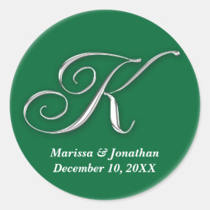 Initial-K-individuelle Name mit grünem Monogramm z Runder Aufkleber