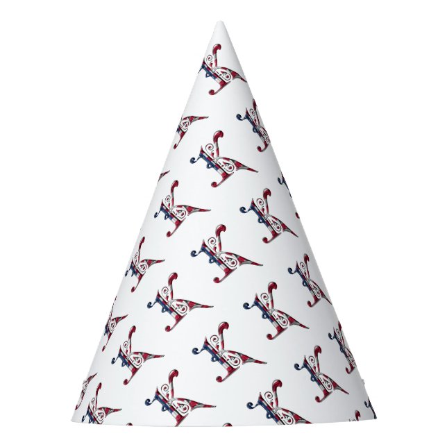 Initial K Mit Monogramm American Flag Color Elegan Partyhütchen (Vorderseite)