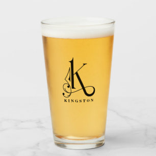 Initial K mit Nachname Glas, Klasse Monogramm Glas