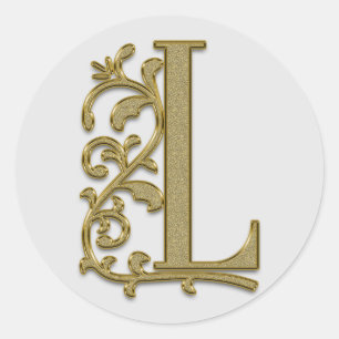 Initial-L-Aufkleber in Monogramm Runder Aufkleber