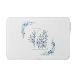 Initial "L" Blue Monogram Calm Floral Badematte