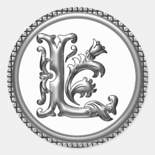 Initial L Round Aufkleber in Silber