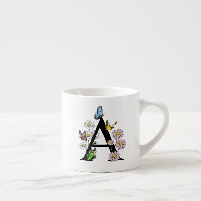 Initial Letter A Floral Butterfly Monogram Espressotasse (Rechts)