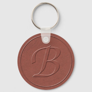 Initial Letter B Faux Embossed Leather Print Keych Schlüsselanhänger
