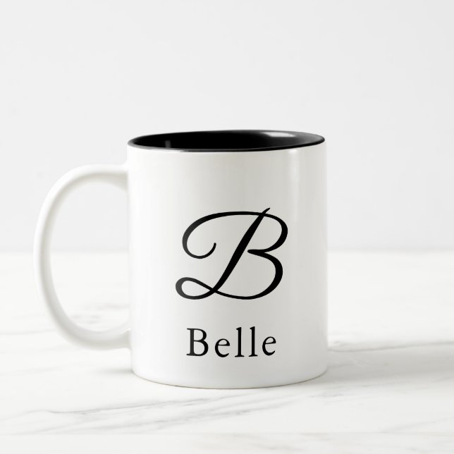 Initial Letter B Simple Monogram Modern Style Zweifarbige Tasse (Links)