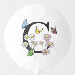 Initial Letter C Floral Butterfly Monogramm Ballon
