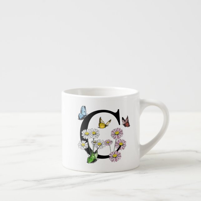 Initial Letter C Floral Butterfly Monogramm Espressotasse (Rechts)