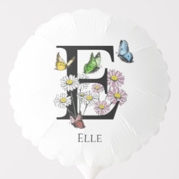 Initial Letter E Floral Butterfly Monogramm Ballon